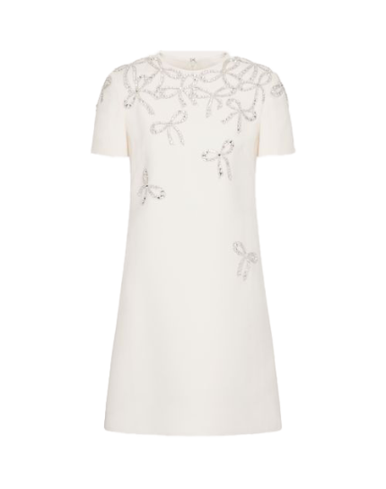 Embroidered Crepe Couture Short Dress