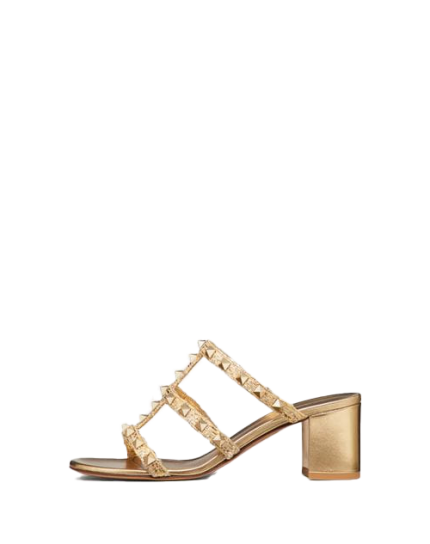 Rockstud Raffia Slide Sandal 60mm
