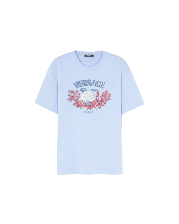 Embroidered University Coral T-Shirt