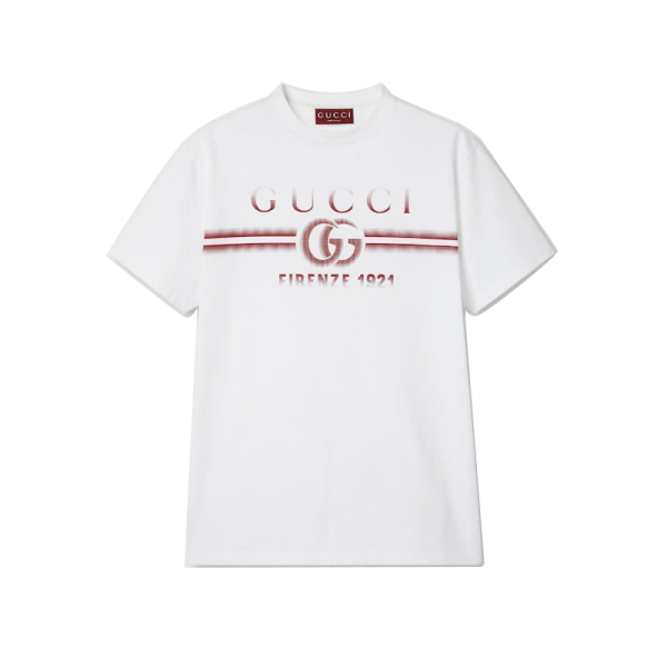 Cotton Jersey T-Shirt With Gucci Print
