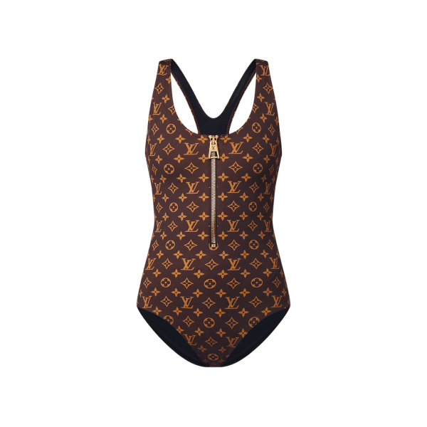 Zip-up Monogram One-Piece Swimsuit
