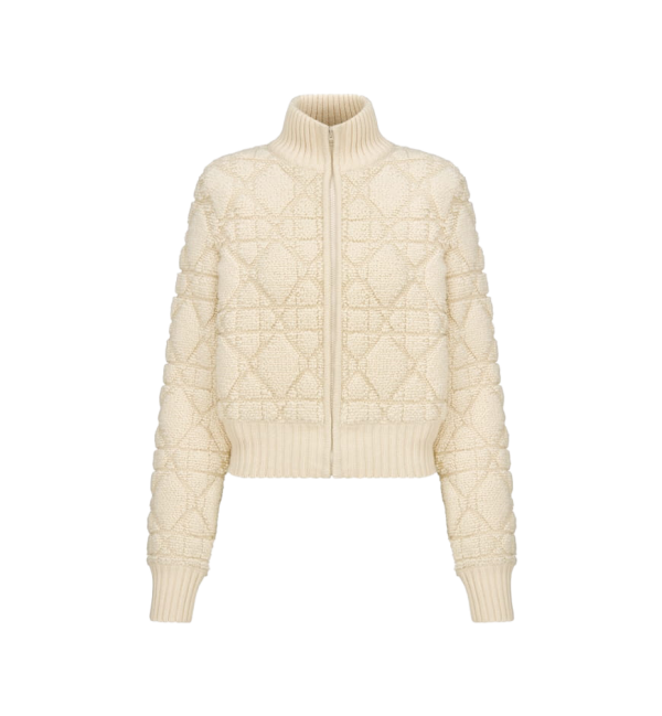Macrocannage Zipped Cardigan