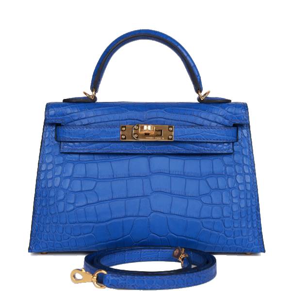 Hermès Kelly Sellier 20 Bleu Royal Matte Alligator Gold Hardware