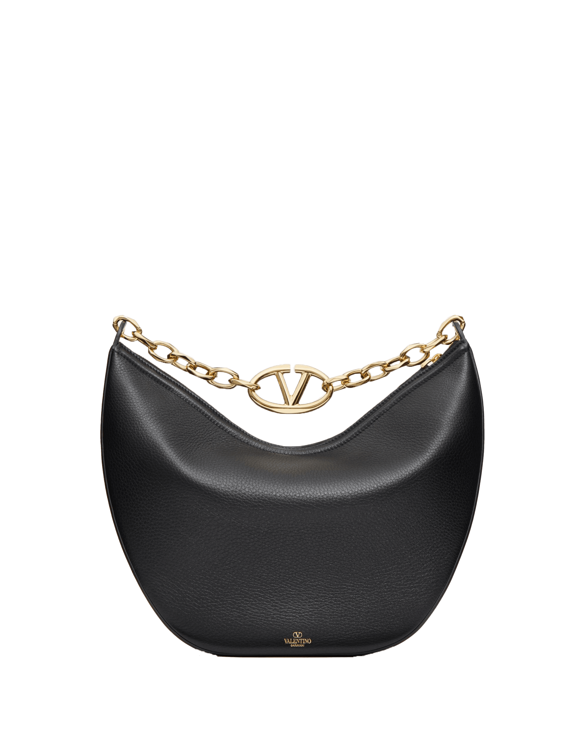 Vlogo Moon Medium Grainy Calfskin Hobo Bag With Chain