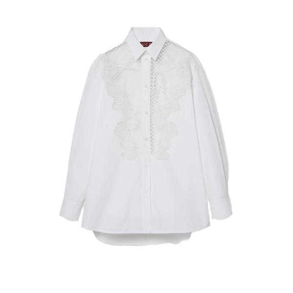 Cotton poplin shirt with embroidery