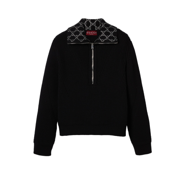 Wool top with GG embroidery