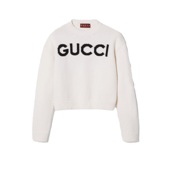 Wool top with Gucci intarsia