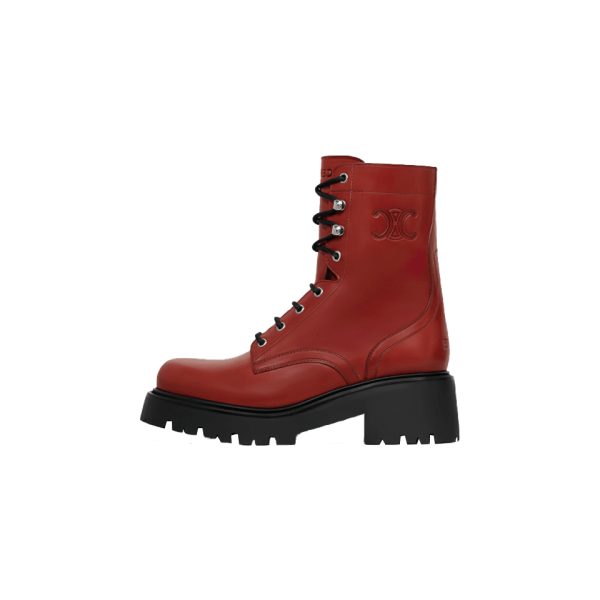 Celine Triomphe Rangers Mid Lace-Up Boot In Calfskin